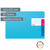 Spaltenbuch mit Kopfleiste | 420×255 mm, 80 Seiten, Spaltenschema, Karton, magenta/hellblau