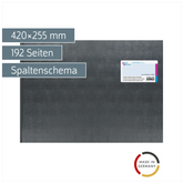 Spaltenbuch mit Kopfleiste | 420×255 mm, 192 Seiten, mit Seitenzahlen, Spaltenschema, Kunststoff, grau