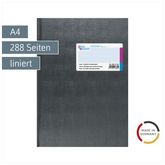 Geschäftsbuch | A4, 288 Seiten, mit Seitenzahlen, liniert, Kunststoff, grau