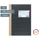 Geschäftsbuch | A4, 480 Seiten, mit Seitenzahlen, liniert, Kunststoff, grau
