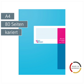Geschäftsbuch | A4, 80 Seiten, kariert, Karton, magenta/hellblau