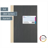 Geschäftsbuch | A4, 384 Seiten, mit Seitenzahlen, kariert, Kunststoff, grau