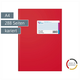 Geschäftsbuch | A4, 288 Seiten, kariert, Kunststoff, rot