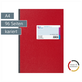 Kladde | A4, 96 Seiten, kariert, Karton, rot