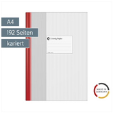Geschäftsbuch | A4, 192 Seiten, kariert, Papier, rot