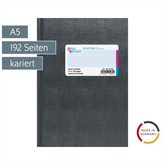 Geschäftsbuch | A5, 192 Seiten, kariert, Kunststoff, grau