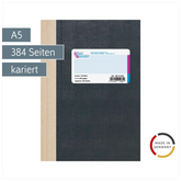 Geschäftsbuch | A5, 384 Seiten, kariert, Kunststoff, grau