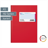 Geschäftsbuch | A5, 192 Seiten, kariert, Kunststoff, rot