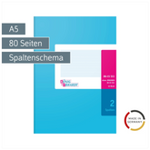 Spaltenbuch | A5, 80 Seiten, 2 Spalten, Karton, magenta/hellblau