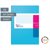 Geschäftsbuch | A6, 64 Seiten, liniert, Karton, magenta/hellblau