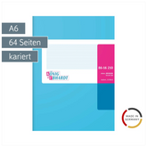 Geschäftsbuch | A6, 64 Seiten, kariert, Karton, magenta/hellblau