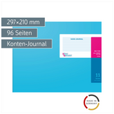 Vario-Journal mit Kopfleiste | A4 quer, 96 Seiten, Konten-Journal, Karton, magenta/hellblau