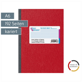 Kladde | A6, 192 Seiten, kariert, Karton, rot