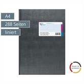 Registerbuch | A4, 288 Seiten, liniert, Kunststoff, grau