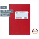 Kladde | A5, 192 Seiten, kariert, Karton, rot