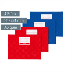 Hefthüllen-Set | 161×224 mm, A5 quer, sortiert, 4 Stück