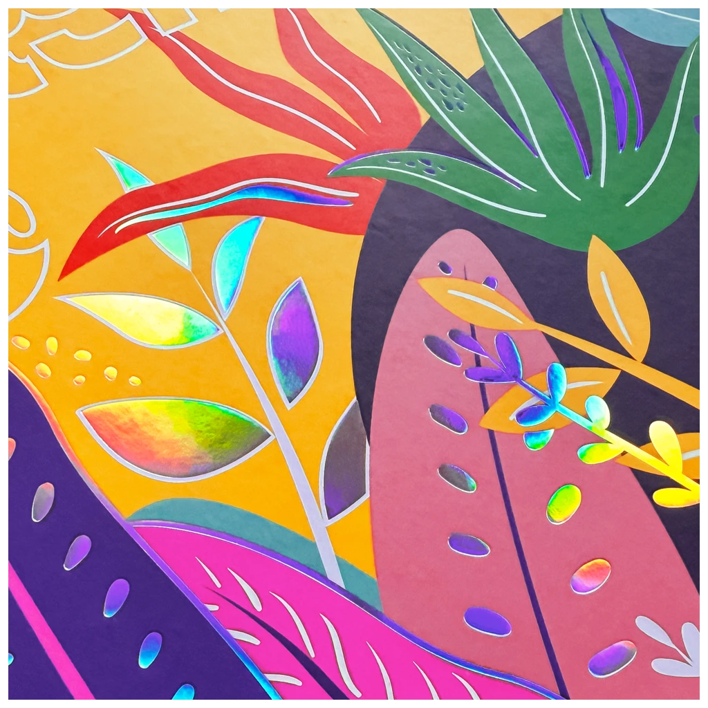 Collegeblock Premium Student „Tropical“ | A4, Lineatur 27, 80 Blatt, gelb/mehrfarbig