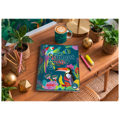 Collegeblock Premium Student „Tropical“ | A4, Lineatur 28, 80 Blatt, blau/mehrfarbig