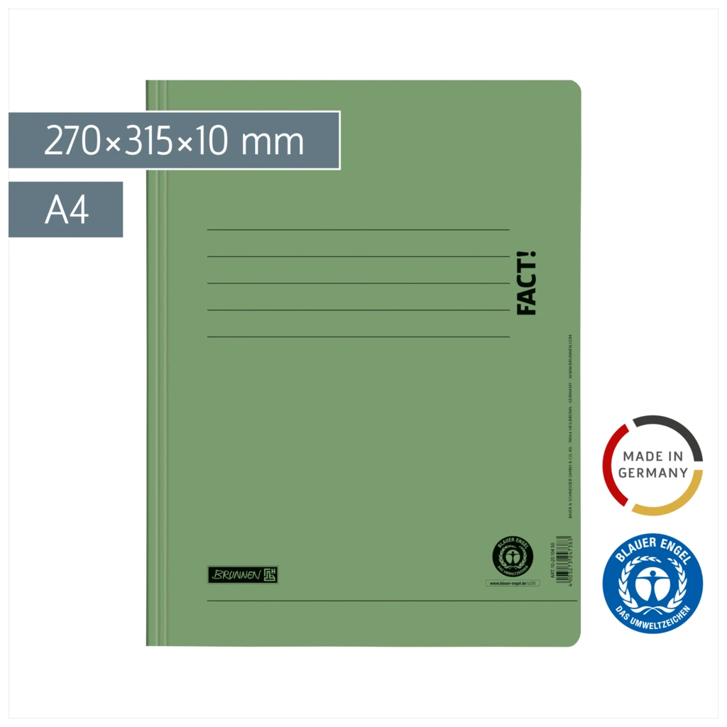 Schnellhefter FACT! Recycling | A4, Füllhöhe: 10 mm, grün