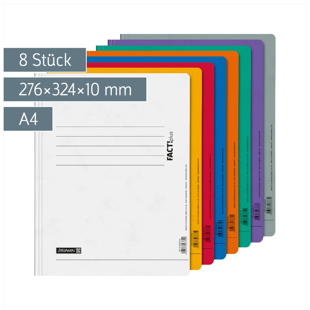 Schnellhefter FACT!plus | A4, Füllhöhe: 10 mm, sortiert, 8 Stück