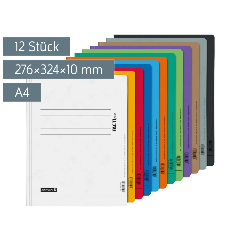 Schnellhefter FACT!plus | A4, Füllhöhe: 10 mm, sortiert, 12 Stück
