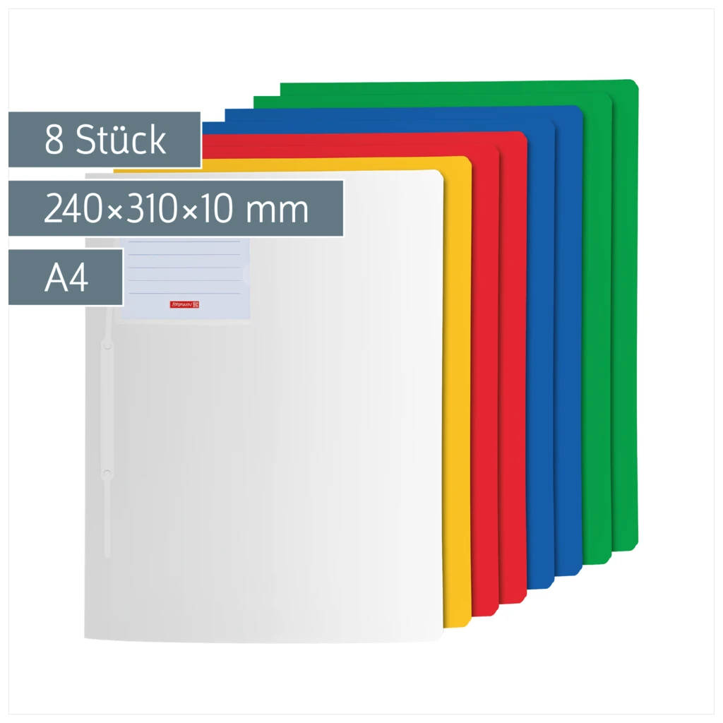 Schnellhefter FACT!pp | A4, Füllhöhe: 10 mm, sortiert, 8 Stück