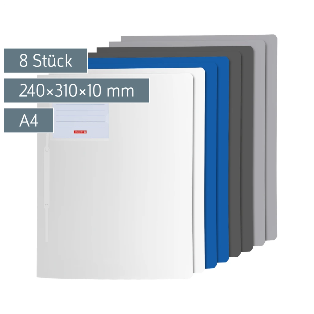 Schnellhefter „Business“ FACT!pp | A4, Füllhöhe: 10 mm, sortiert, 8 Stück