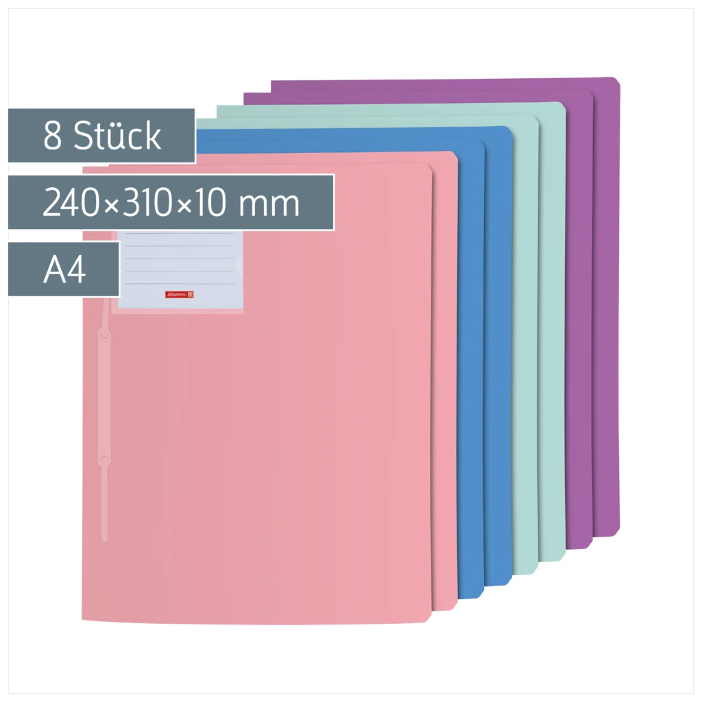 Schnellhefter „Pastell“ FACT!pp | A4, Füllhöhe: 10 mm, sortiert, 8 Stück