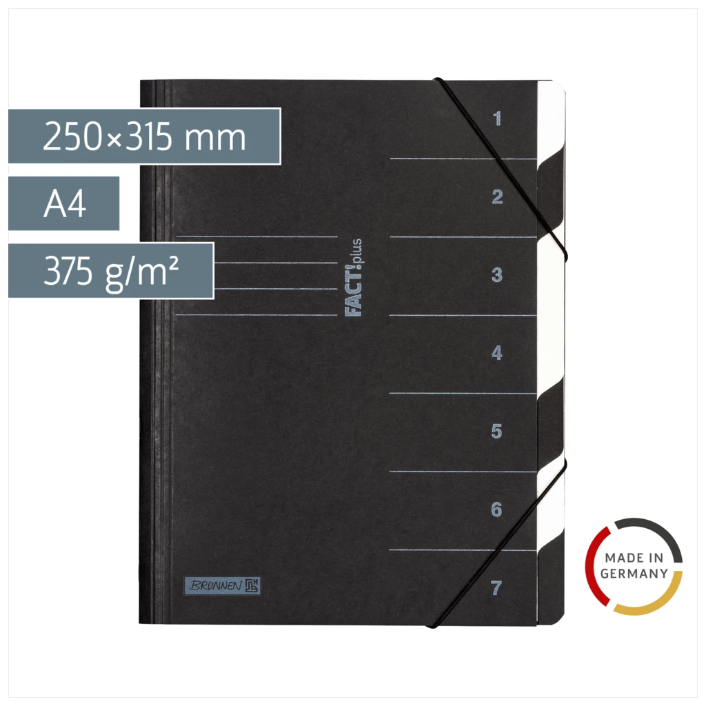 Ordnungsmappe FACT!plus | A4, 7 Fächer, schwarz