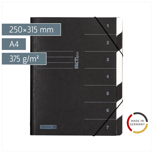 Ordnungsmappe FACT!plus | A4, 7 Fächer, schwarz