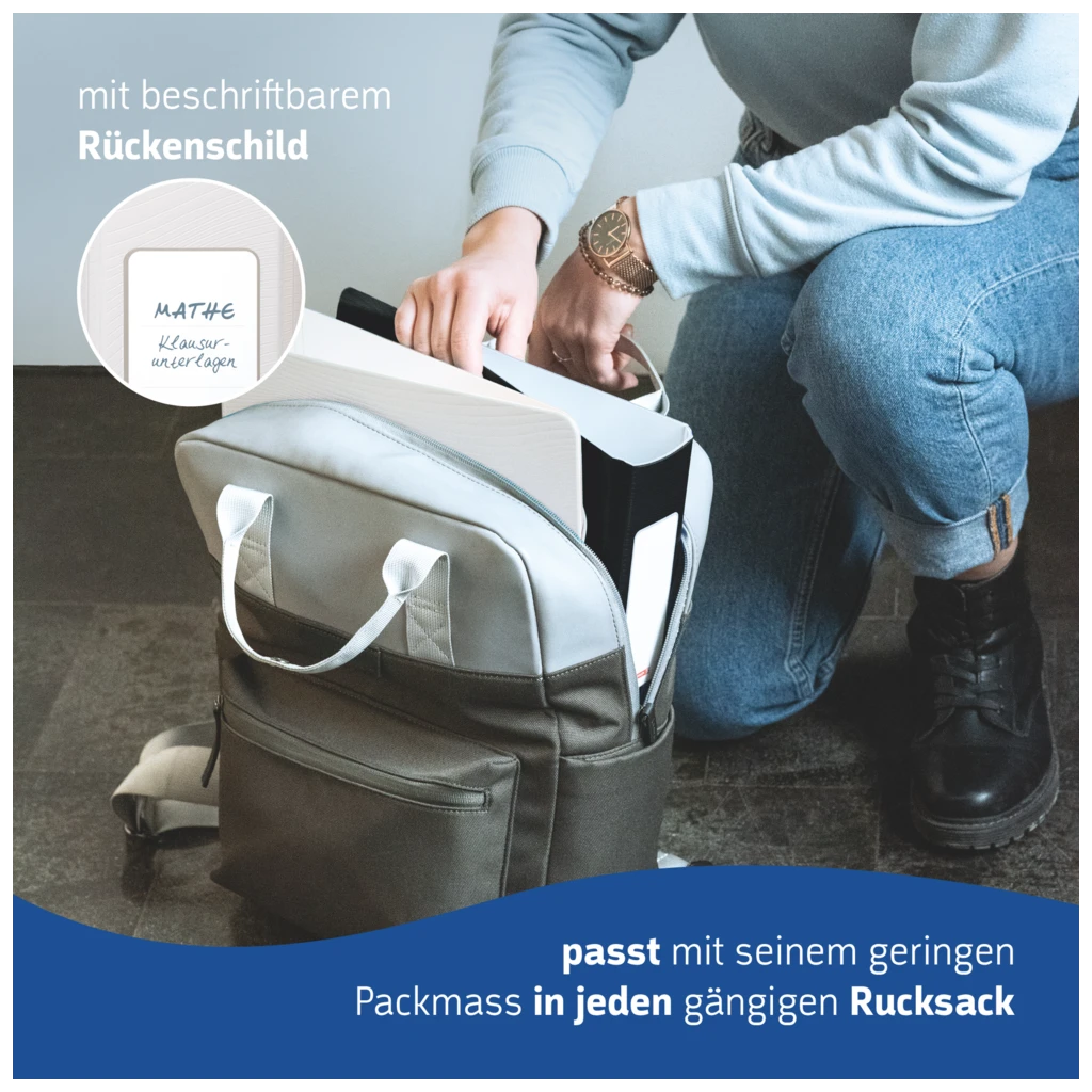 Ordner „WAVE“ | A4, 50 mm, Hebelmechanik mit gummiertem Griff, weiß