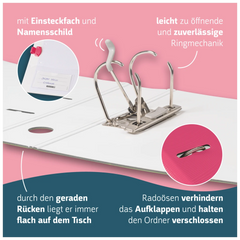 Ordner „WAVE“ Colour Code | A4, 50 mm, Hebelmechanik mit gummiertem Griff, tulip