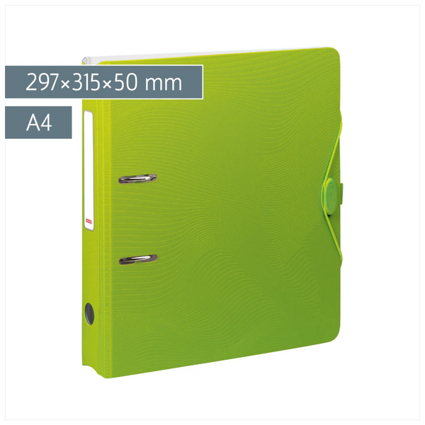 Ordner „WAVE“ Colour Code | A4, 50 mm, Hebelmechanik mit gummiertem Griff, kiwi