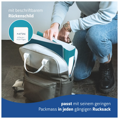 Ordner „WAVE“ | A4, 50 mm, Hebelmechanik mit gummiertem Griff, türkis