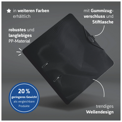 Ordner „WAVE“ Colour Code | A4, 50 mm, Hebelmechanik mit gummiertem Griff, onyx