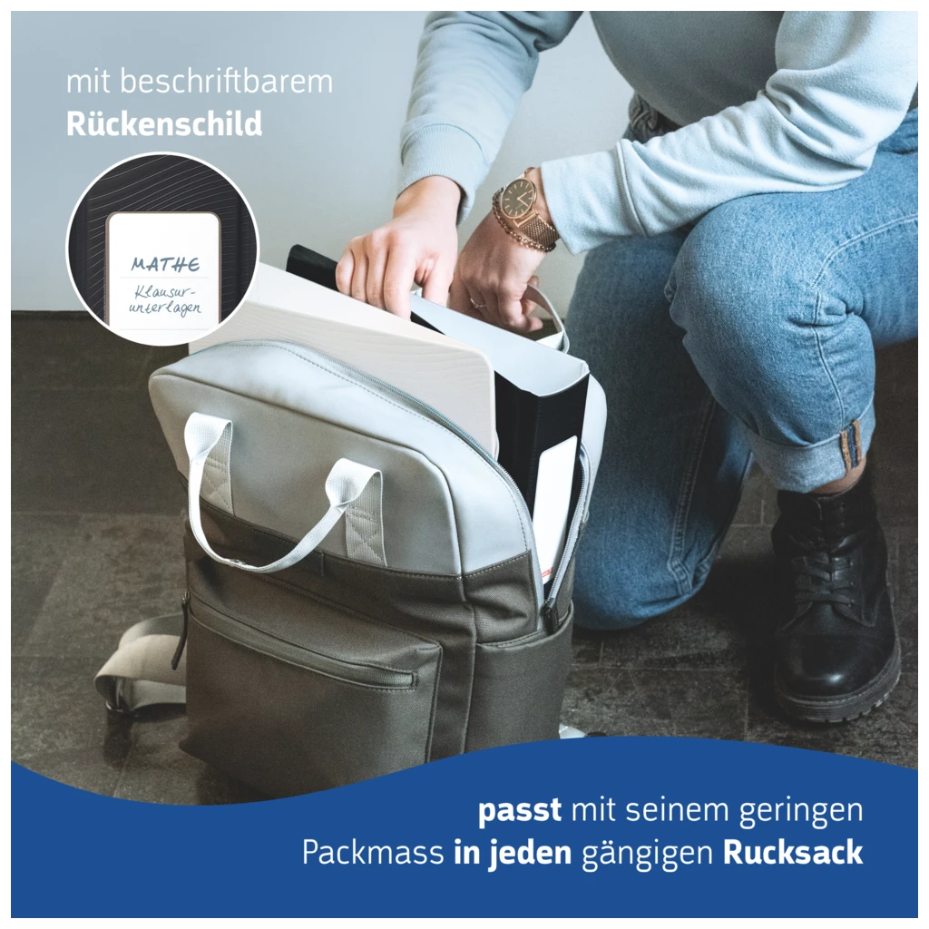 Ordner „WAVE“ Colour Code | A4, 50 mm, Hebelmechanik mit gummiertem Griff, onyx