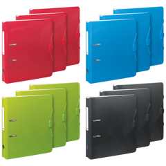 Ordner „WAVE“ Basic | A4, 50 mm, Hebelmechanik mit gummiertem Griff, sortiert, 12 Stück