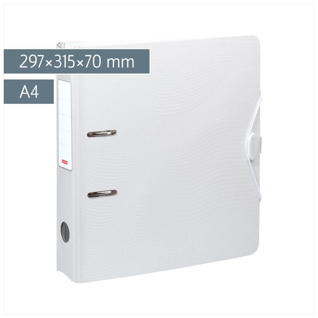 Ordner „WAVE“ | A4, 70 mm, Hebelmechanik mit gummiertem Griff, weiß