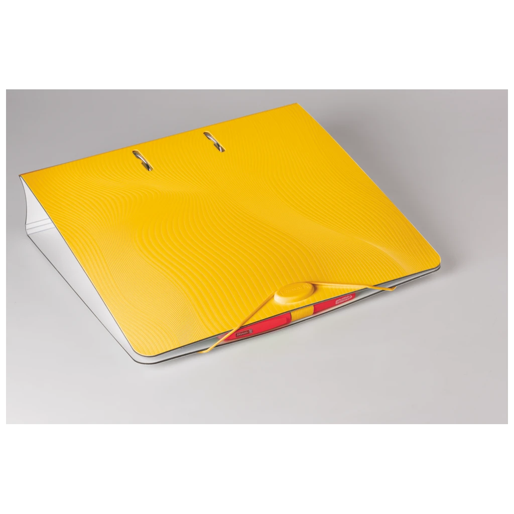 Ordner „WAVE“ | A4, 70 mm, Hebelmechanik mit gummiertem Griff, gelb