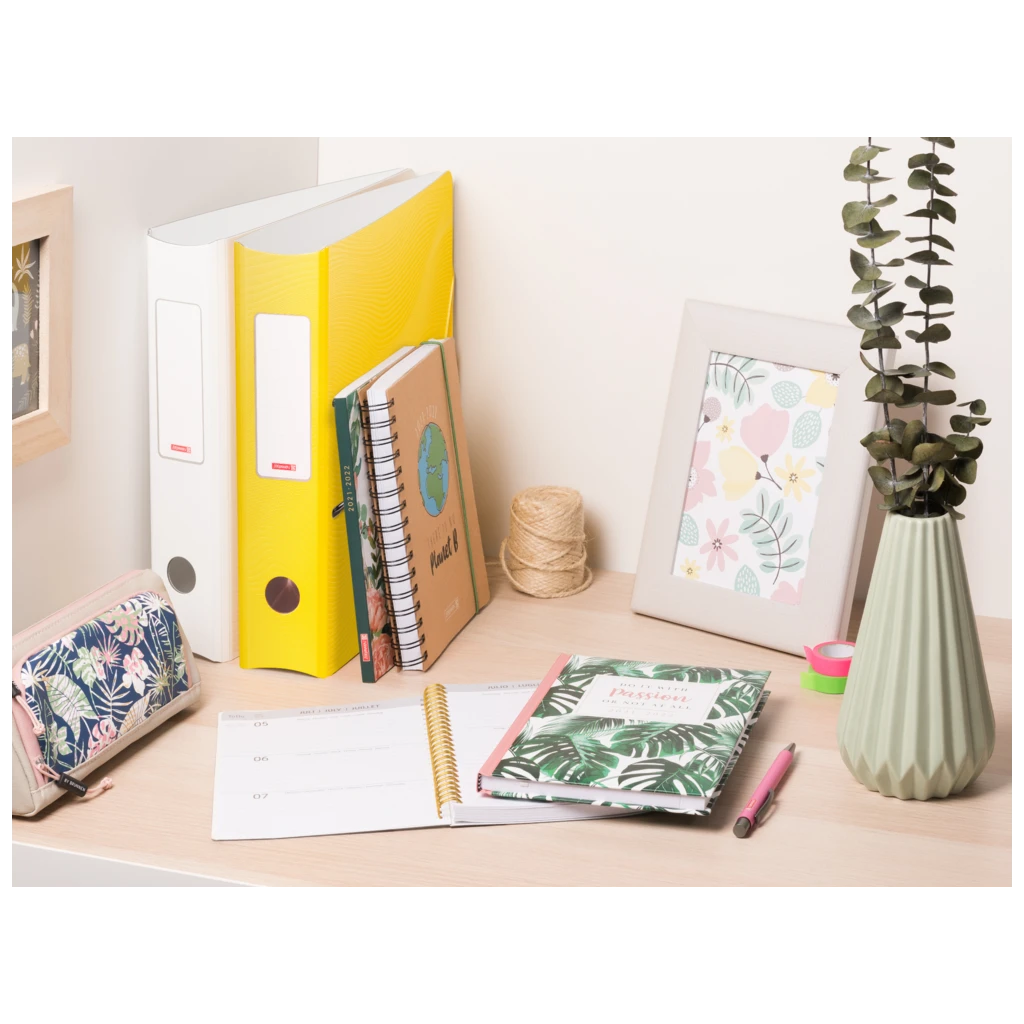 Ordner „WAVE“ | A4, 70 mm, Hebelmechanik mit gummiertem Griff, gelb