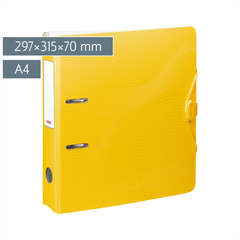 Ordner „WAVE“ | A4, 70 mm, Hebelmechanik mit gummiertem Griff, gelb