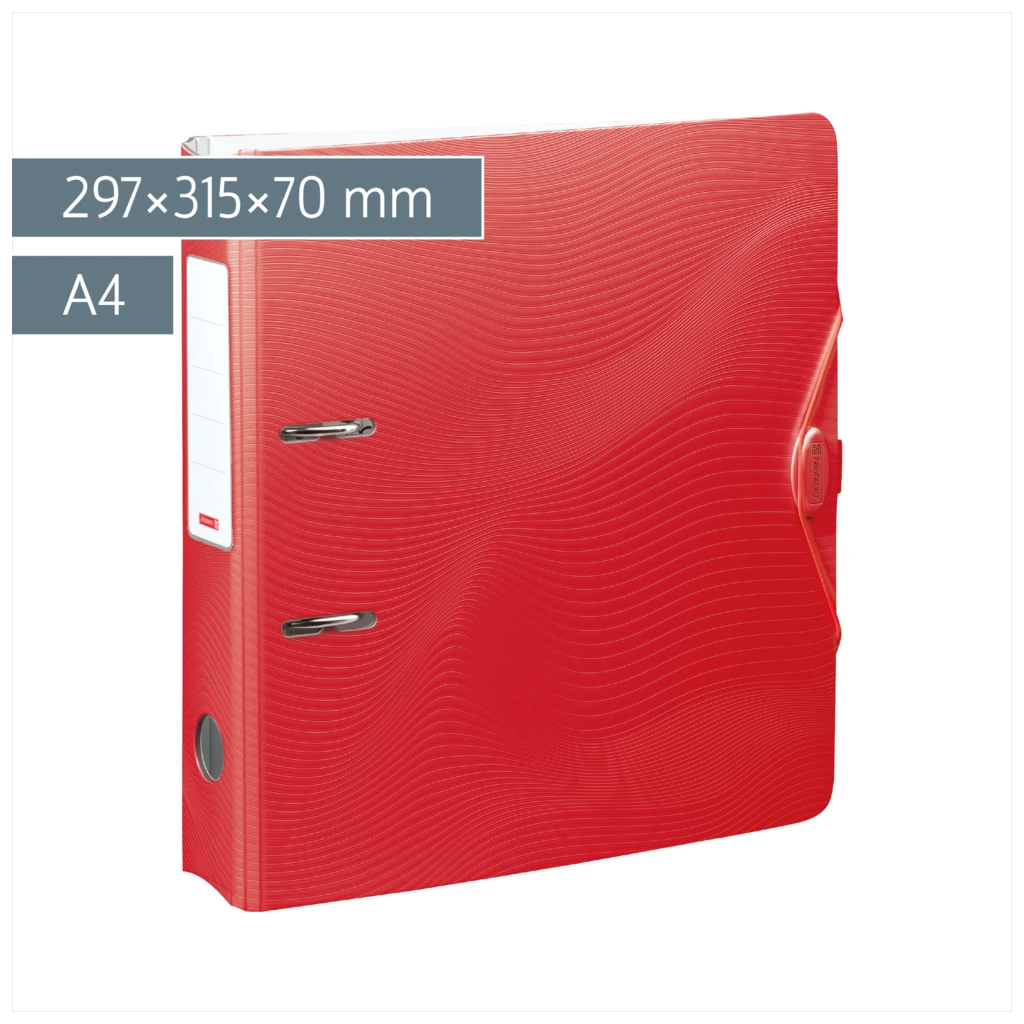 Ordner „WAVE“ Colour Code | A4, 70 mm, Hebelmechanik mit gummiertem Griff, red
