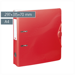Ordner „WAVE“ Colour Code | A4, 70 mm, Hebelmechanik mit gummiertem Griff, red