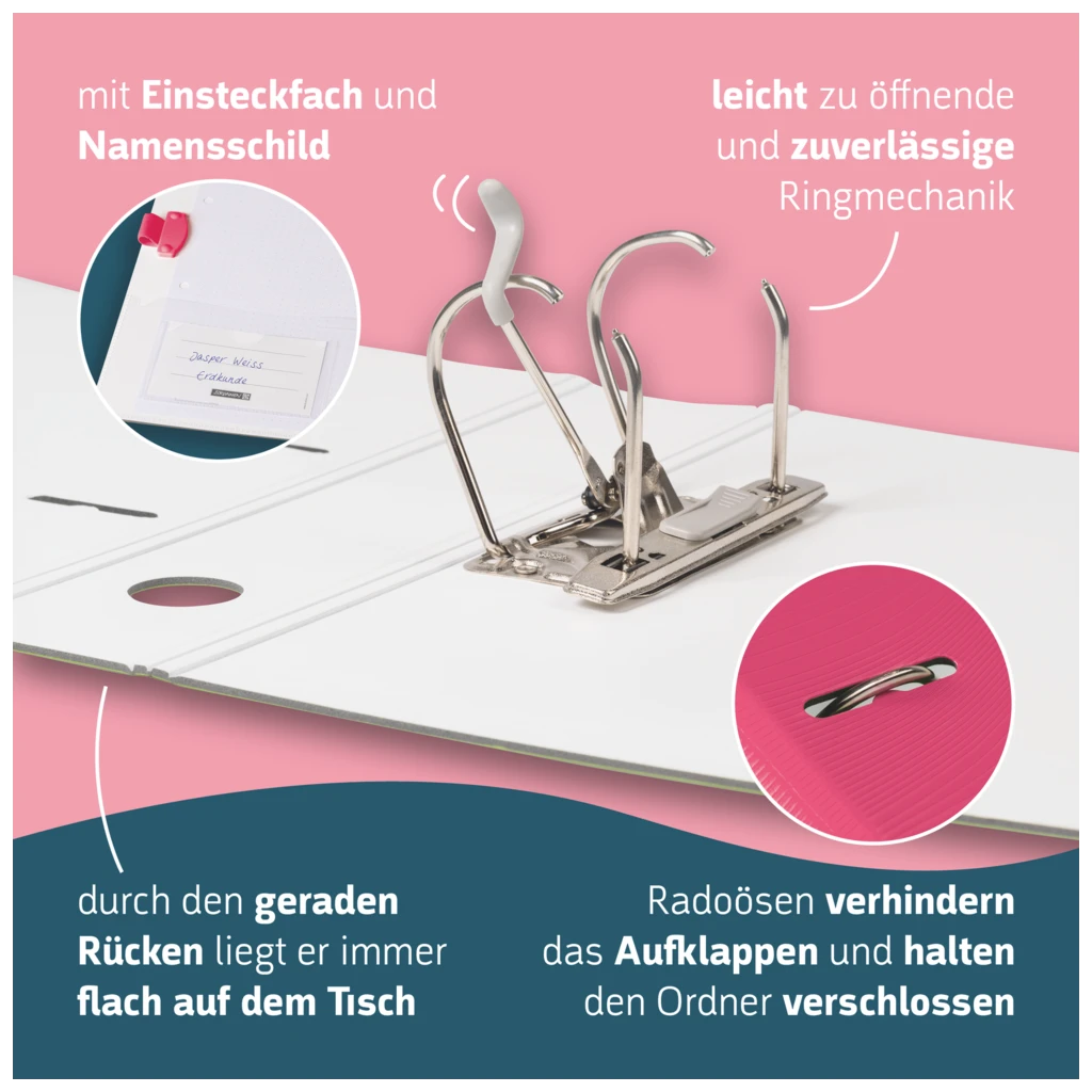 Ordner „WAVE“ Colour Code | A4, 70 mm, Hebelmechanik mit gummiertem Griff, tulip