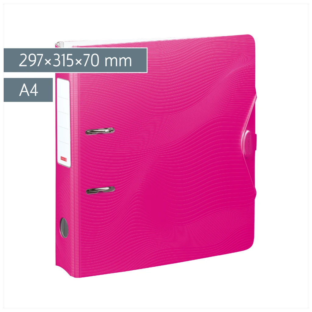 Ordner „WAVE“ Colour Code | A4, 70 mm, Hebelmechanik mit gummiertem Griff, pink