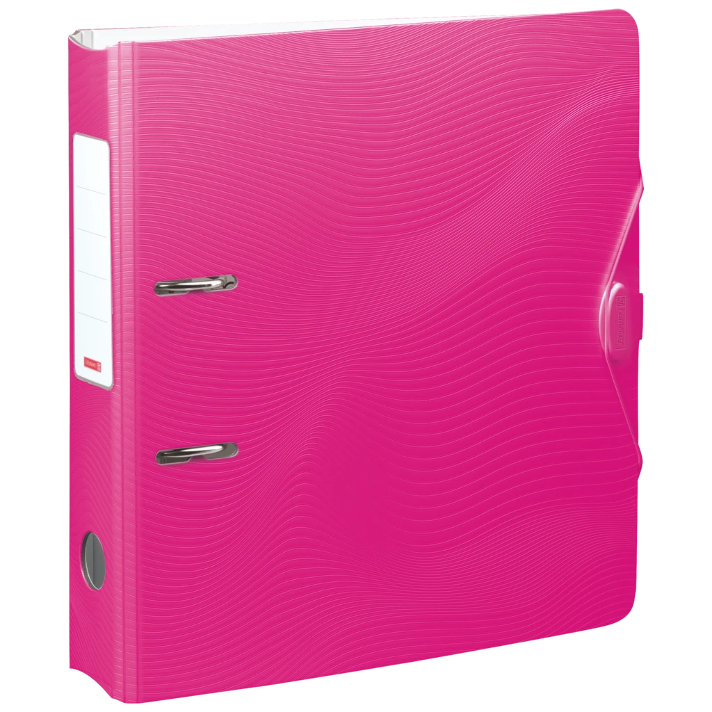 Ordner „WAVE“ Colour Code | A4, 70 mm, Hebelmechanik mit gummiertem Griff, pink