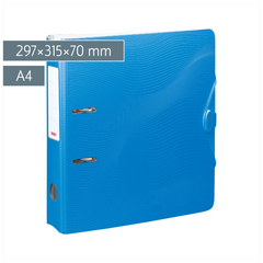 Ordner „WAVE“ Colour Code | A4, 70 mm, Hebelmechanik mit gummiertem Griff, azur