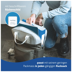 Ordner „WAVE“ Colour Code | A4, 70 mm, Hebelmechanik mit gummiertem Griff, azur