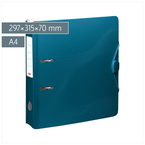 Ordner „WAVE“ Colour Code | A4, 70 mm, Hebelmechanik mit gummiertem Griff, denim