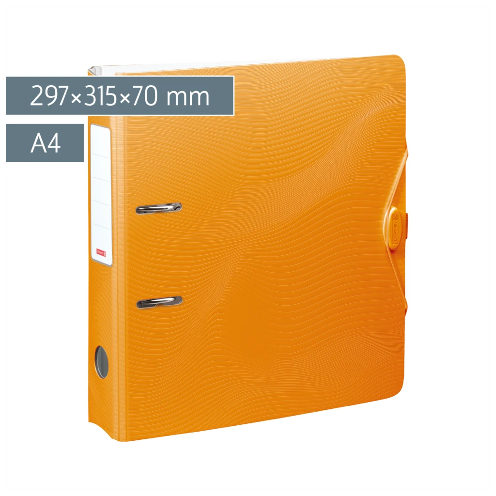 Ordner „WAVE“ | A4, 70 mm, Hebelmechanik mit gummiertem Griff, orange